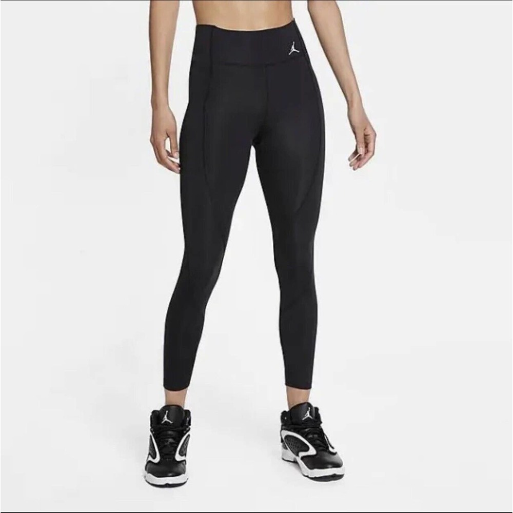 - NWT Nike Air Jordan Running Essentials Mid Rise Leggings S Black CU6360